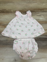 Rabbit + Bear Organic 2pc Gauze Dress & Bloomers Set Pink sz 0-3m