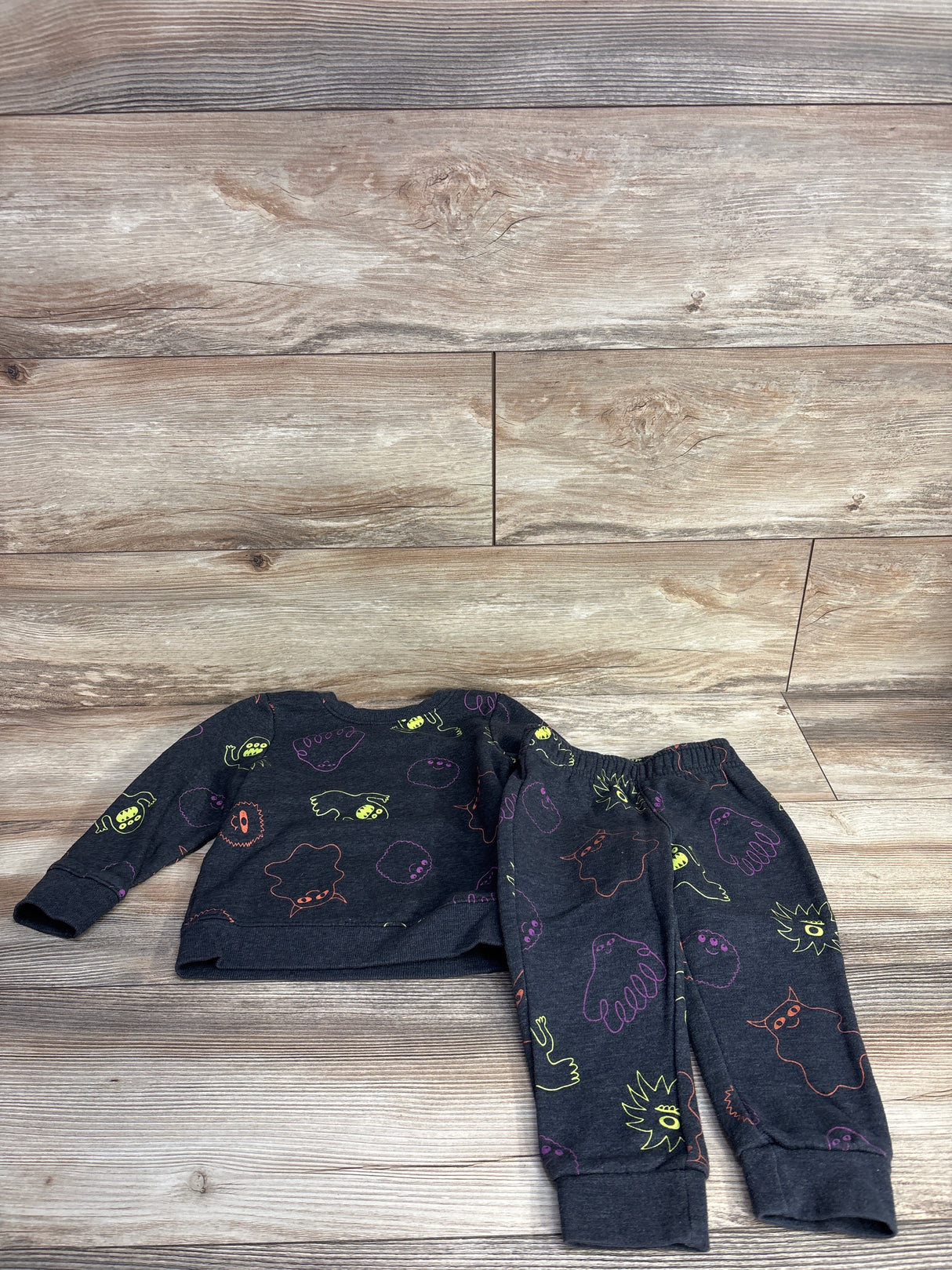 Cat & Jack 2pc Halloween Sweatshirt & Joggers Set Grey sz 2T