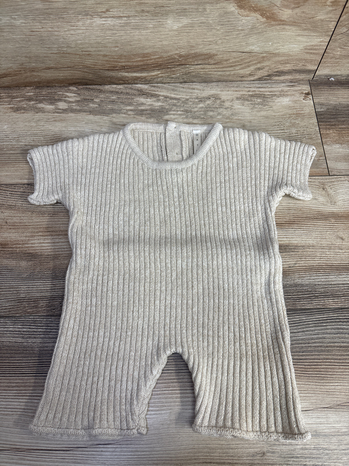 Oat Co Ribbed Knit Tee Playsuit in Oatmeal sz 12-24m
