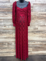 Maternity Photography Floral Lace Dress Dark Red sz Medium