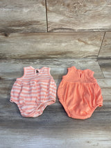 RZ by Rachel Zoe 2pk Ribbed Bubble Rompers Pink sz 3/6m