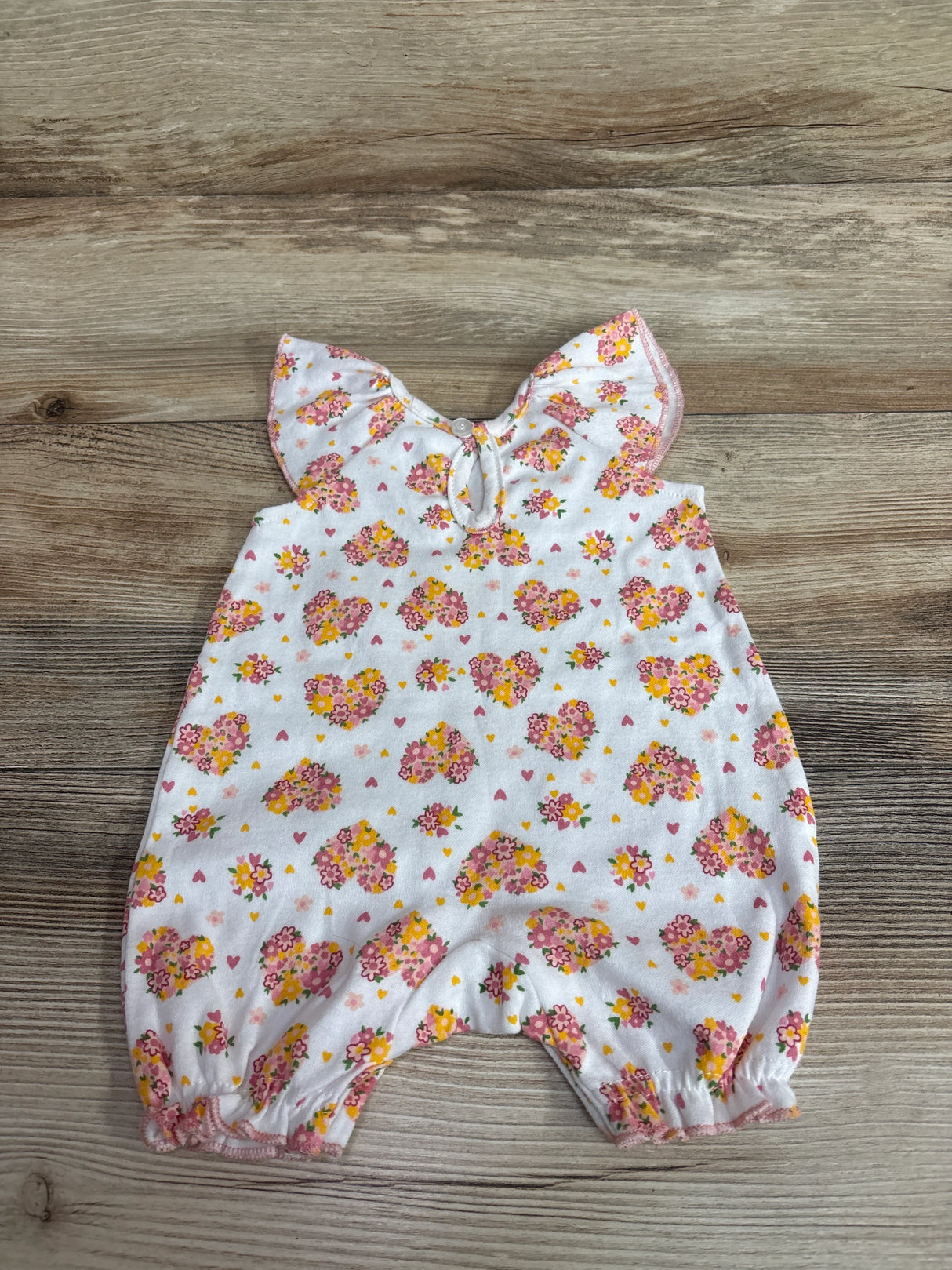 Little Beginnings Floral Hearts Shortie Romper White sz 3-6m