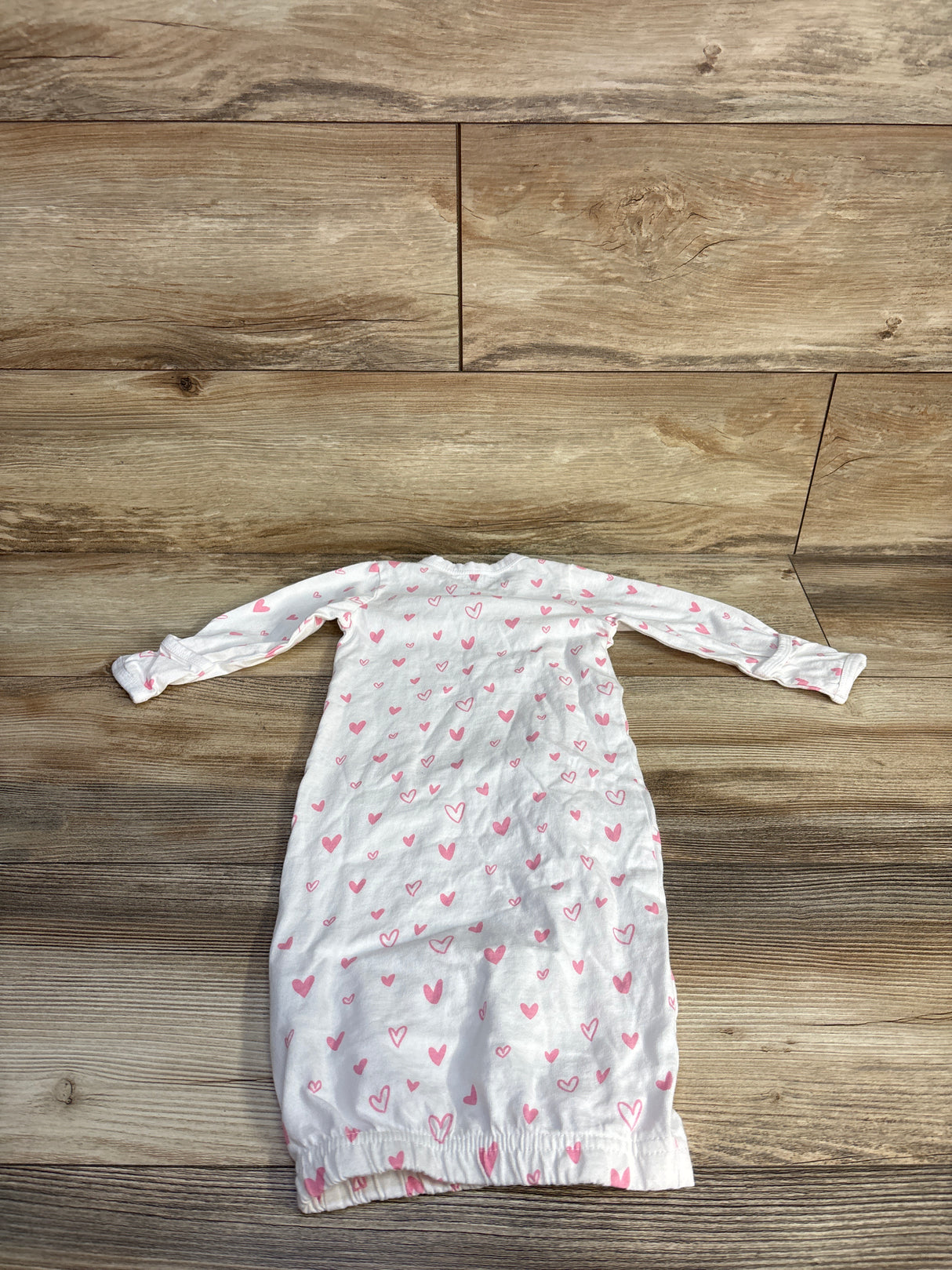 Cambria Baby Heart Print Kimono Sleep Gown White sz 0-6m