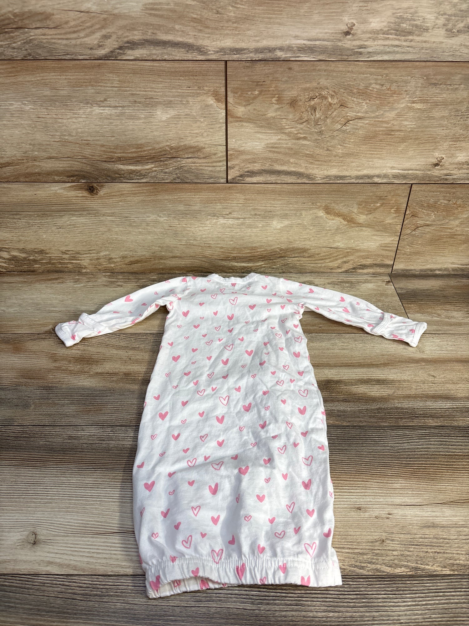 Cambria Baby Heart Print Kimono Sleep Gown White sz 0-6m