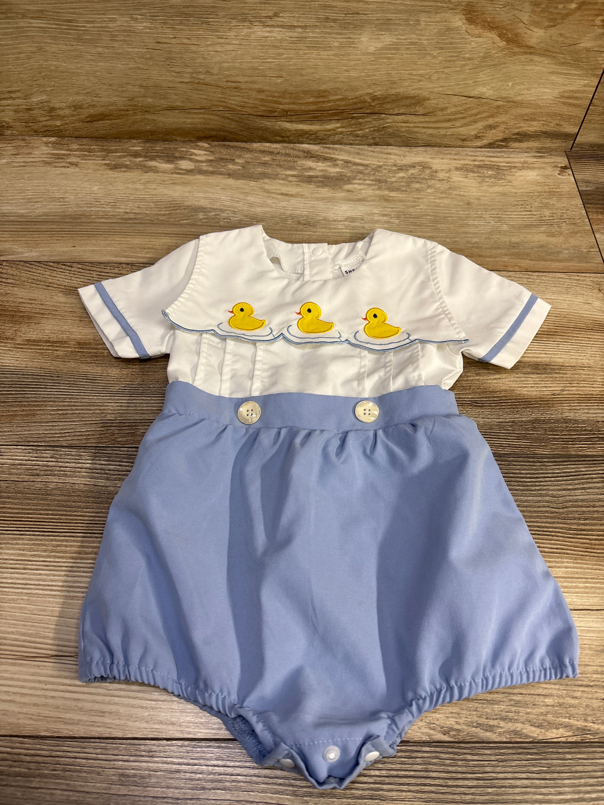 Shein Embroidered Duck Collar Romper White sz 12-18m