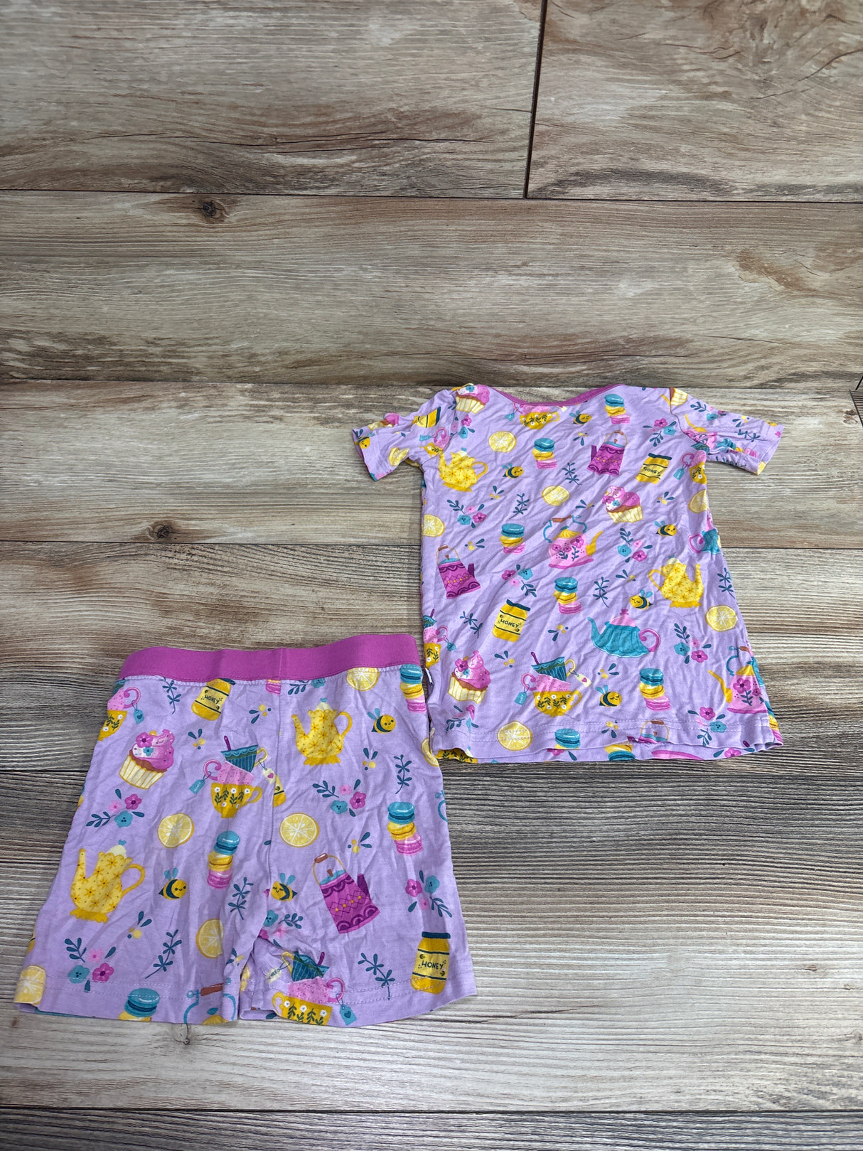 Little Sleepies Tea Party 2pc Bamboo Pajama Set Lilac sz 18-24m