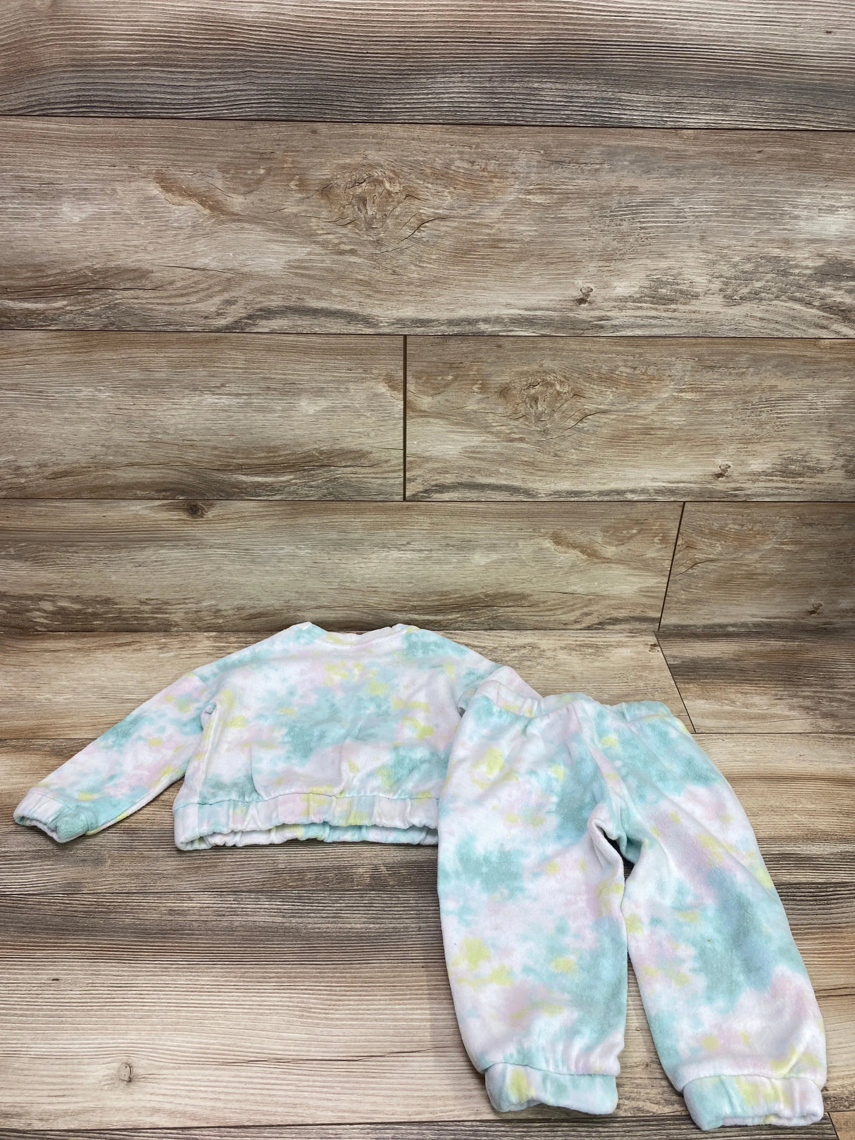 Cat & Jack 2pc Tie-Dye Fleece Sweatshirt & Joggers White sz 2T