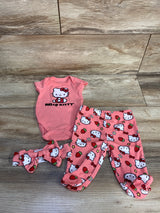 Hello Kitty Strawberry 3pc Bodysuit Set Pink sz Newborn