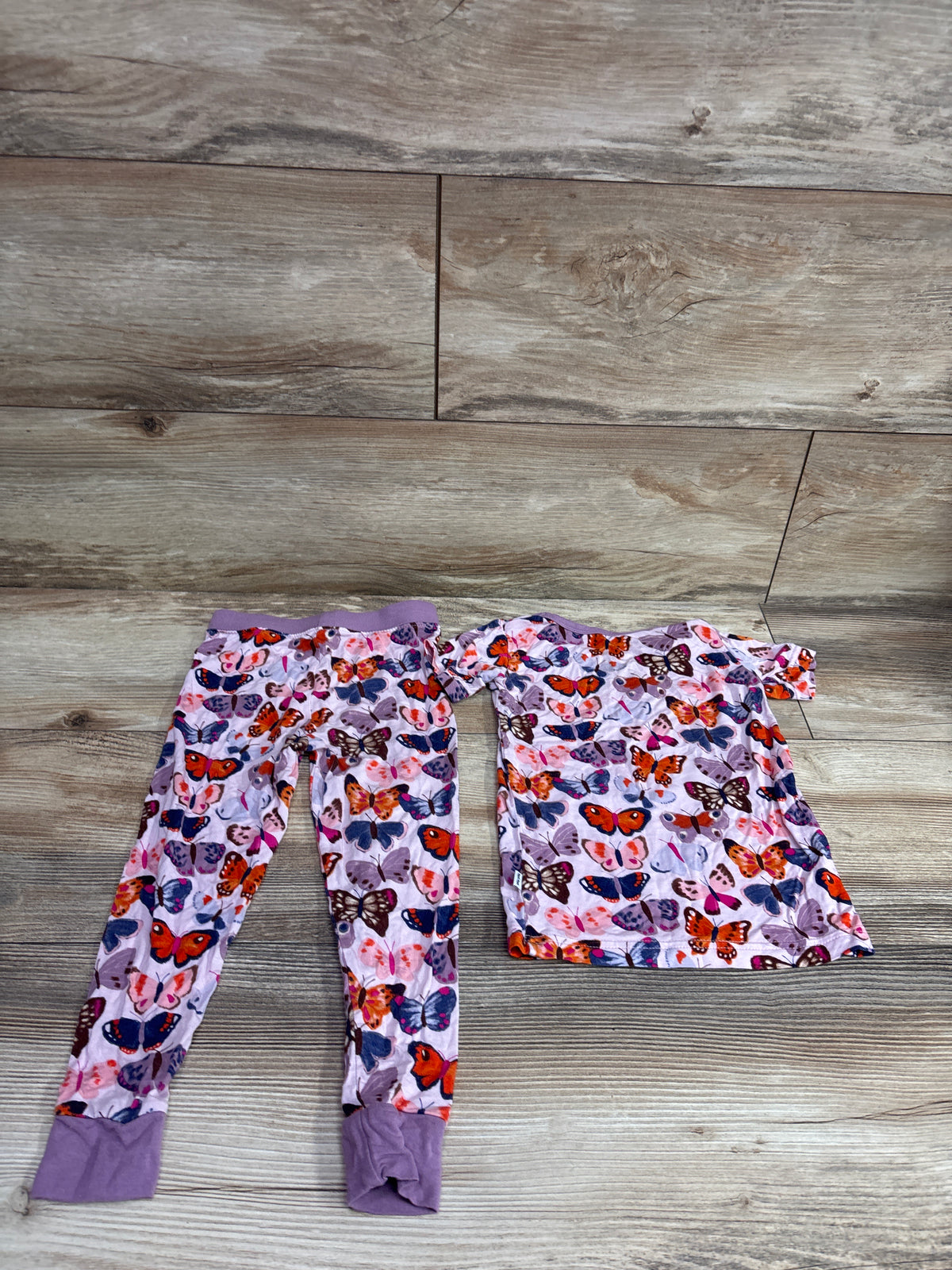Little Sleepies Butterfly 2pc Bamboo Pajama Set Pink sz 18-24m