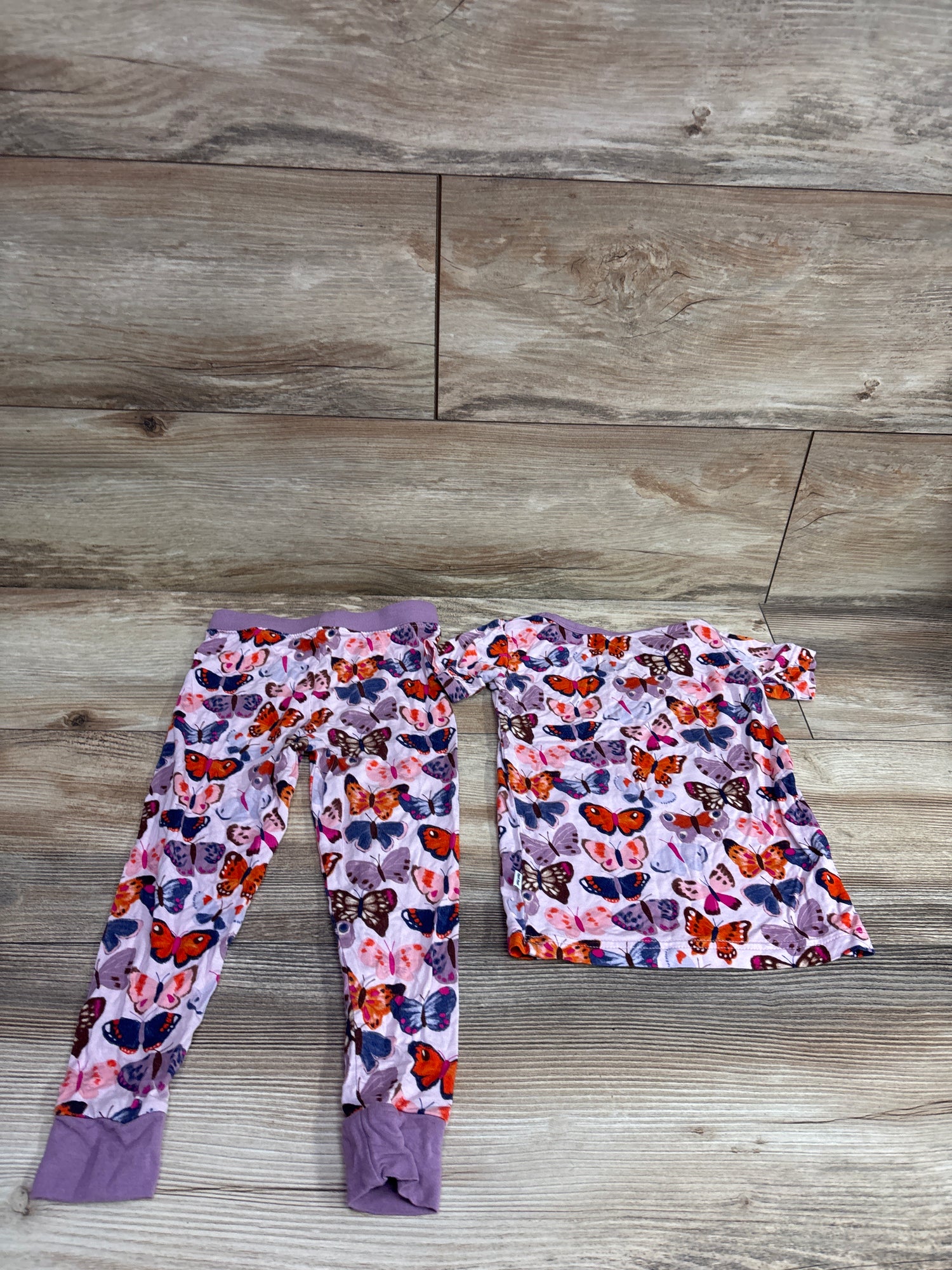 Little Sleepies Butterfly 2pc Bamboo Pajama Set Pink sz 18-24m