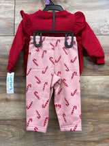 NEW Child Of Mine 2pc Candy Cane Sweatshirt & Joggers Red sz 12m