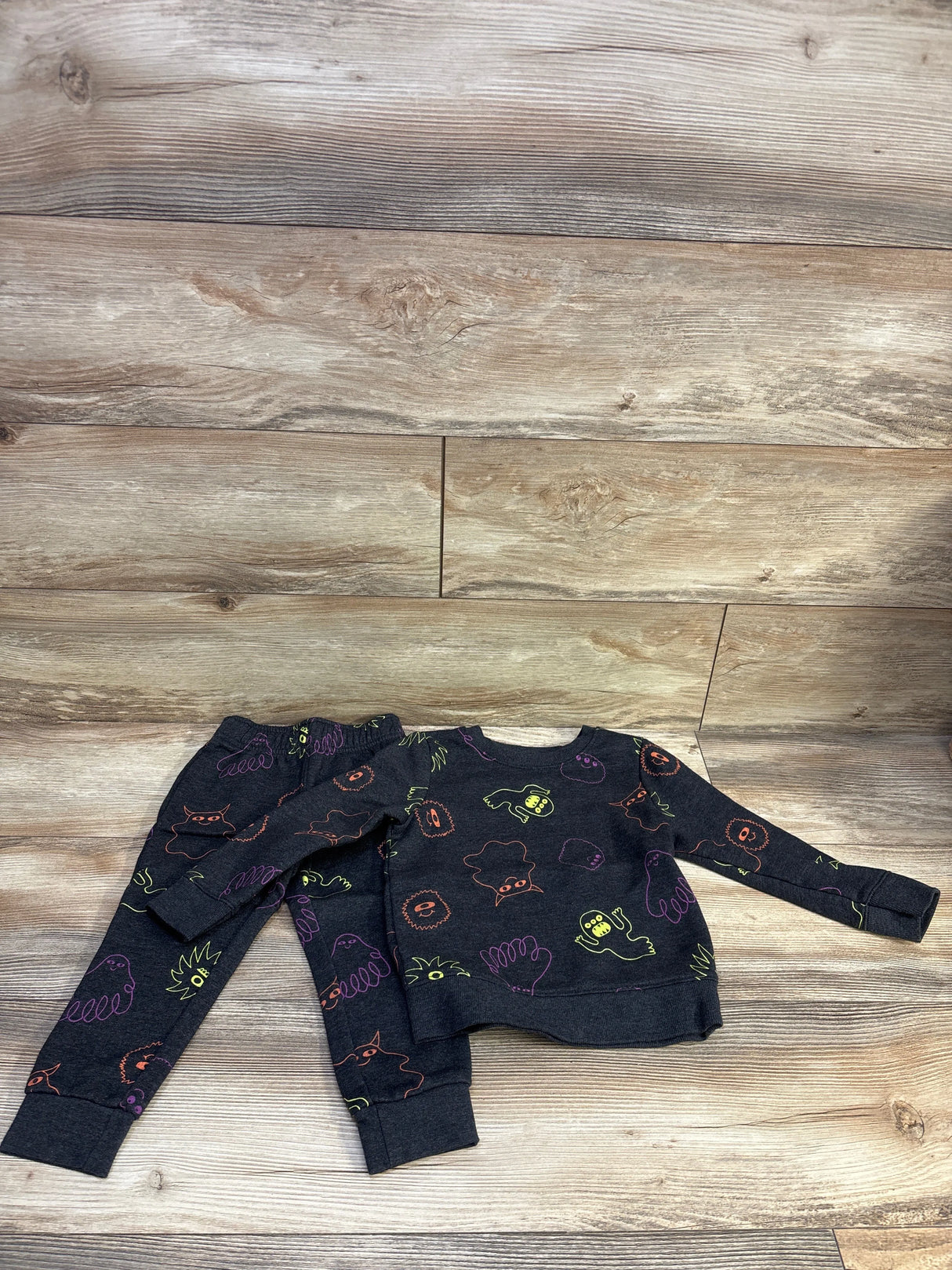 Cat & Jack 2pc Monster Sweatshirt & Jogger Set Grey sz 3T