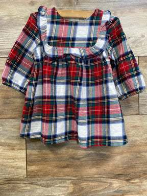 Plaid baby dress with ruffled sleeves and collar, perfect for kids' clothing resale