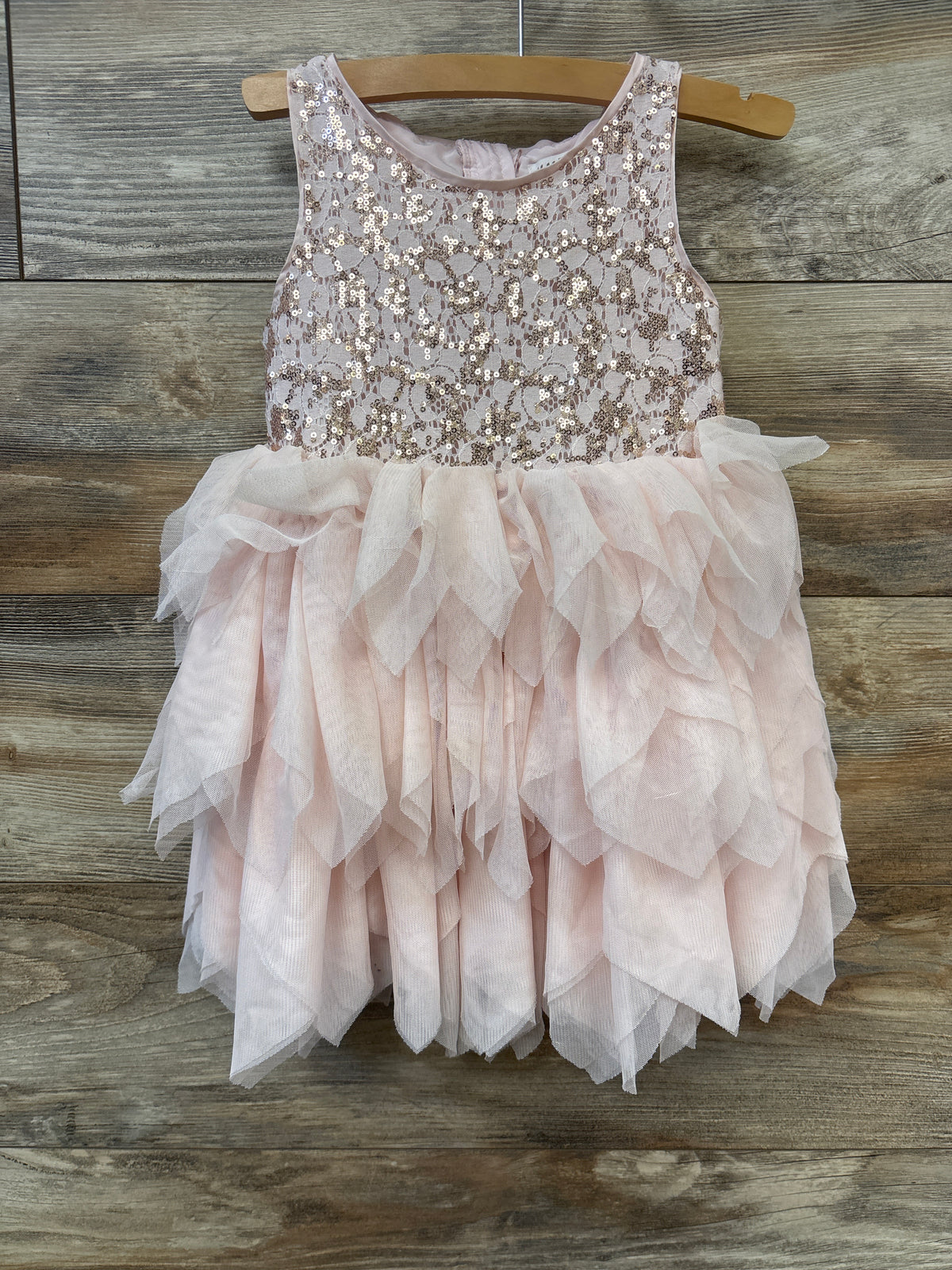 H&M Sleeveless Sequin Layered Tulle Dress Pink sz 3-4T