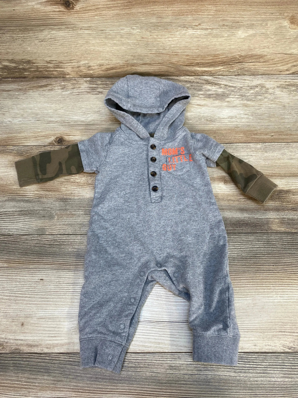 Carter's Mom's Little Guy Hooded Coverall Grey sz 3m