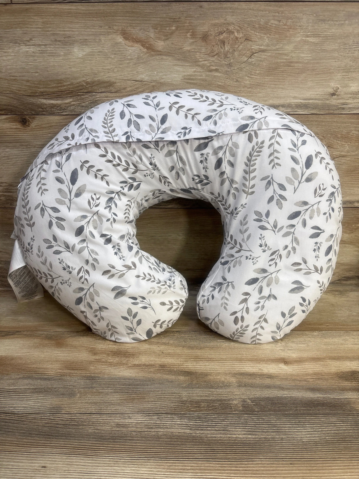 Boppy Nursing Pillow with Grey Taupe Leaves Slipcover