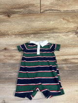First Impressions Striped Polo Shortie Romper Green sz 6-9m