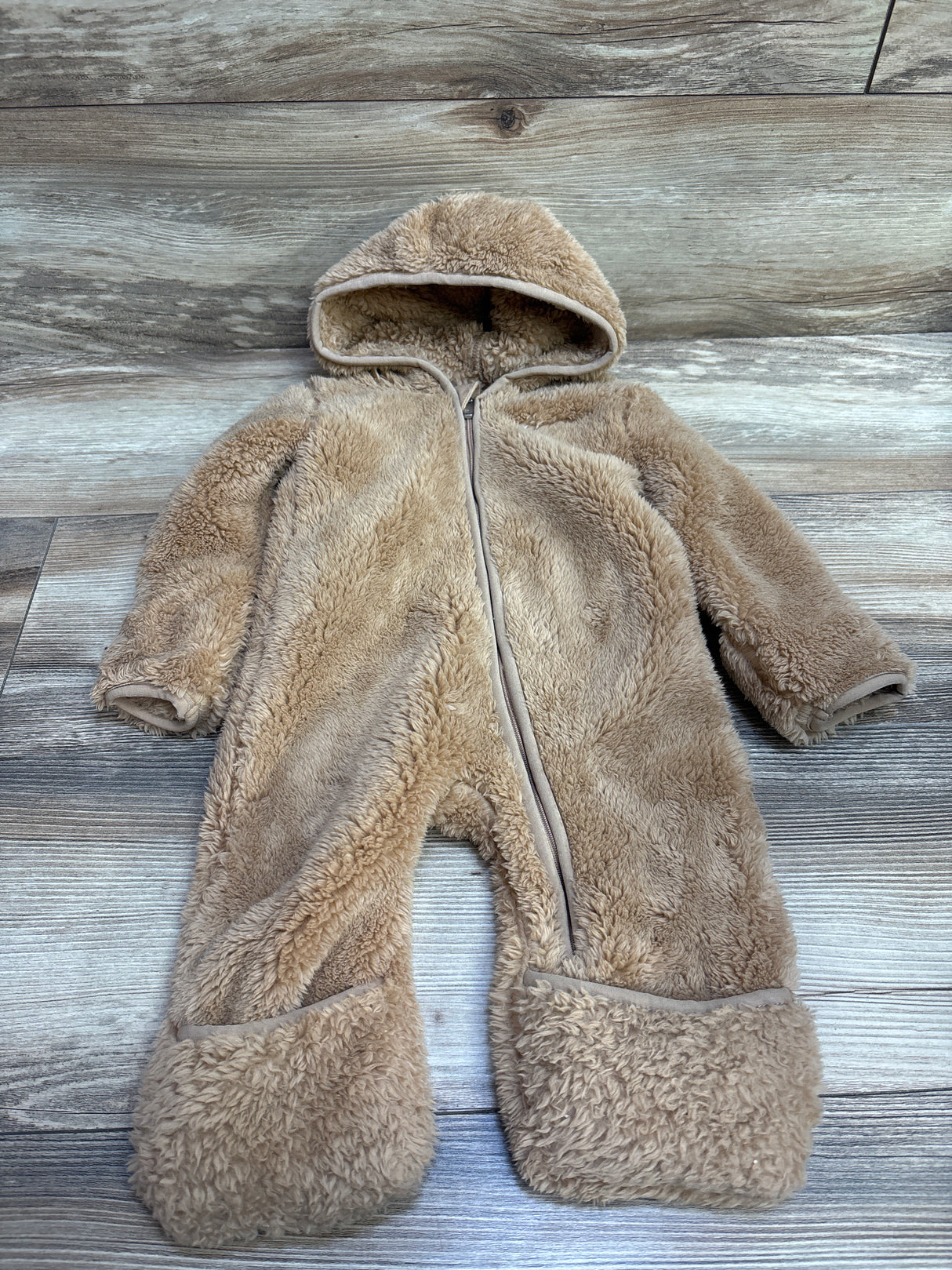 Nike High Pile Fleece Convertible Footie Brown sz 6m