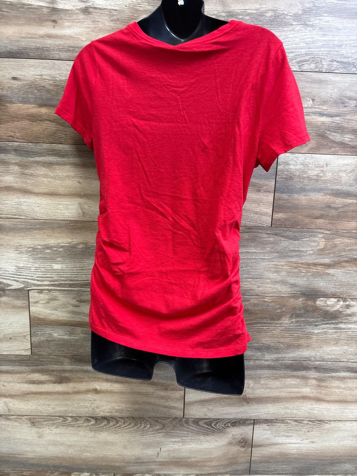 Isabel Maternity Ruched V-Neck Shirt Red sz Medium