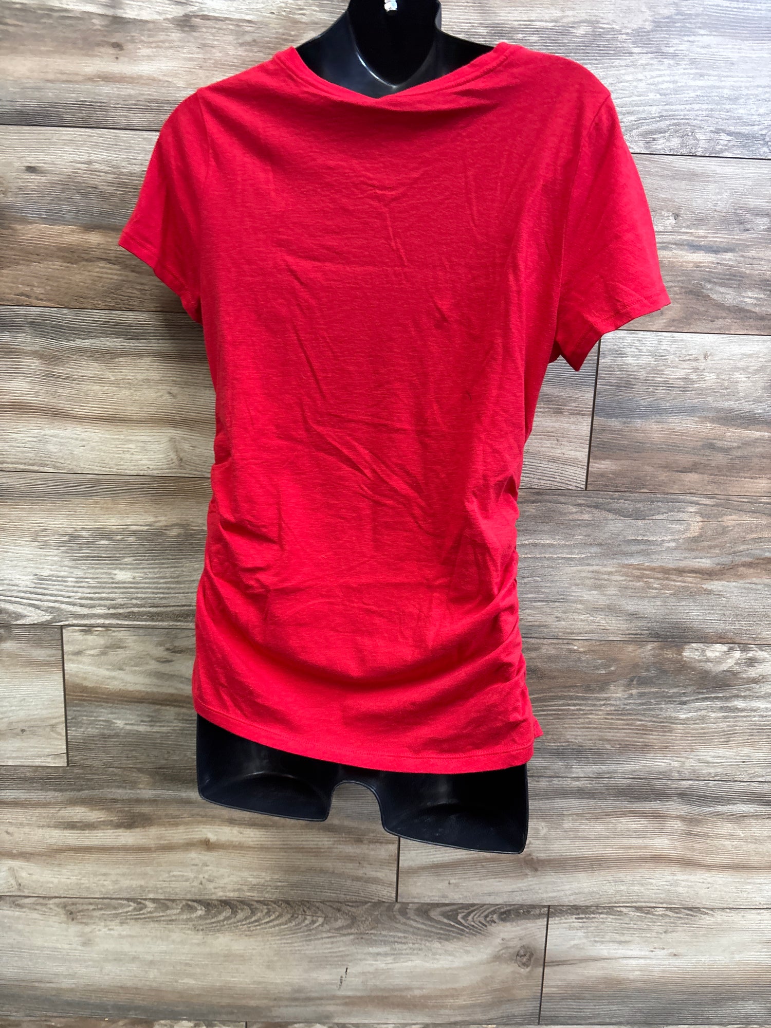 Isabel Maternity Ruched V-Neck Shirt Red sz Medium