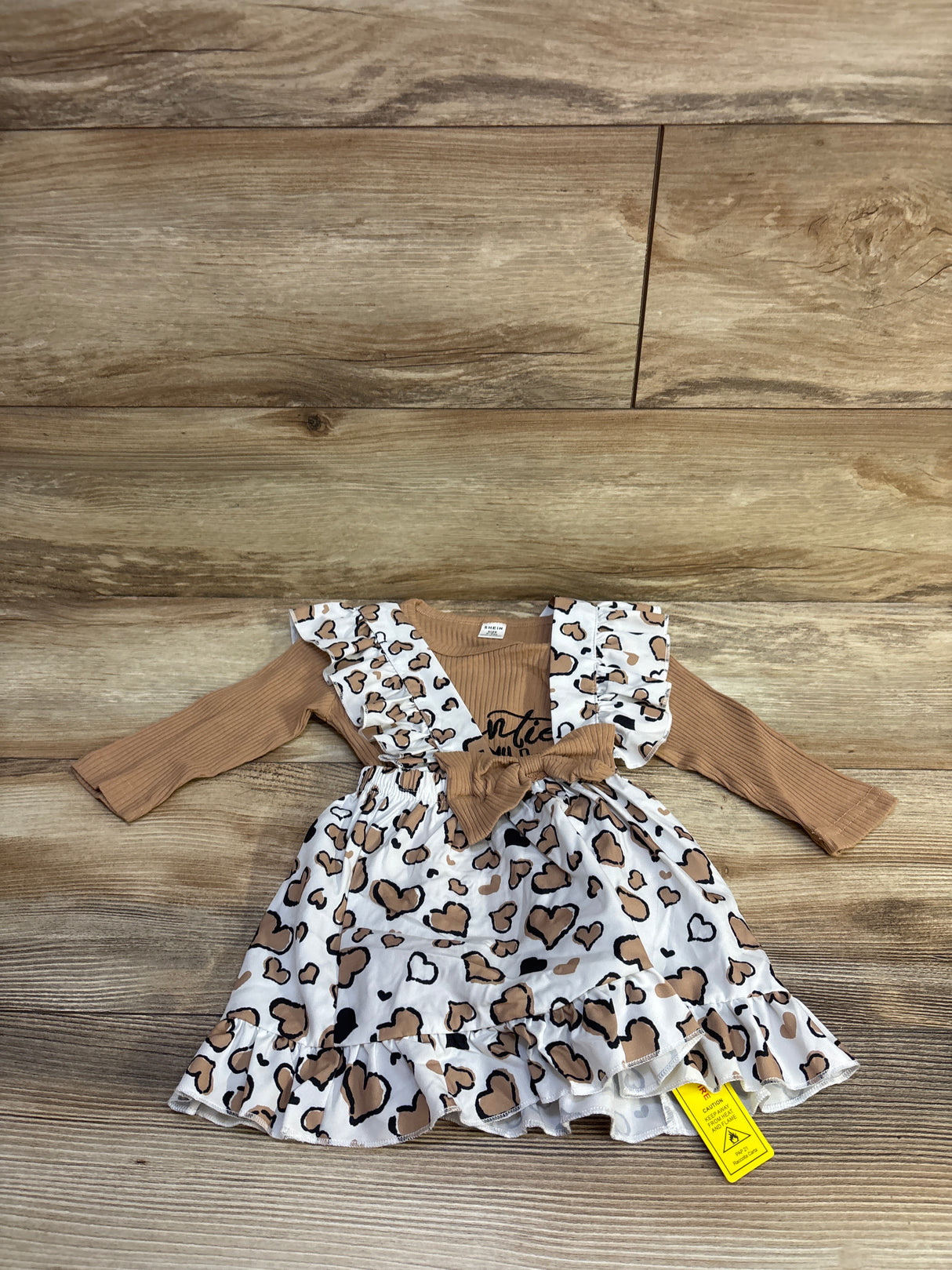 NEW Shien 2pc Auntie Is My Bestie Skirtall Set Brown sz 6-9m