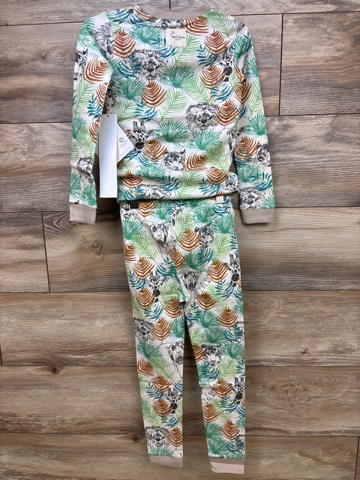 NEW Burt's Bees Baby 2pc Jungle Pajama Set White sz 5T