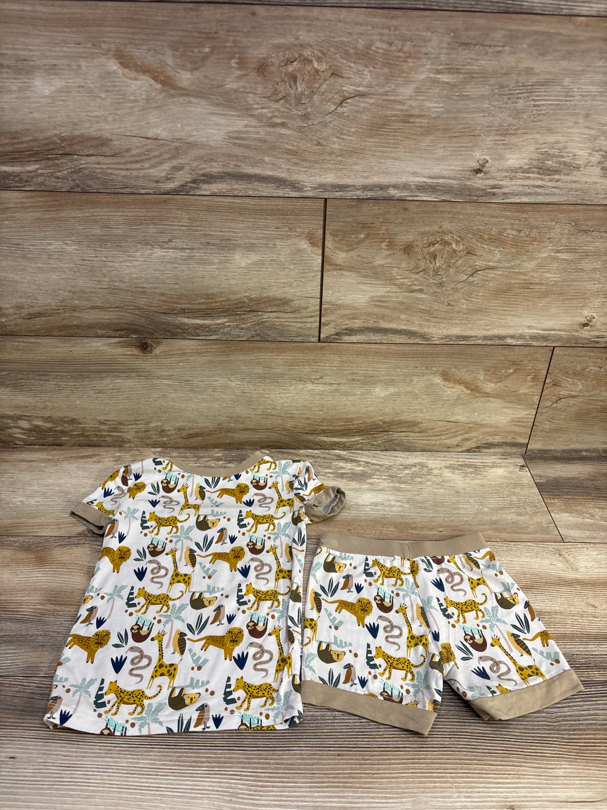 Emerson & Friends 2pc Jungle Friends Bamboo Pajama Set White sz 2T