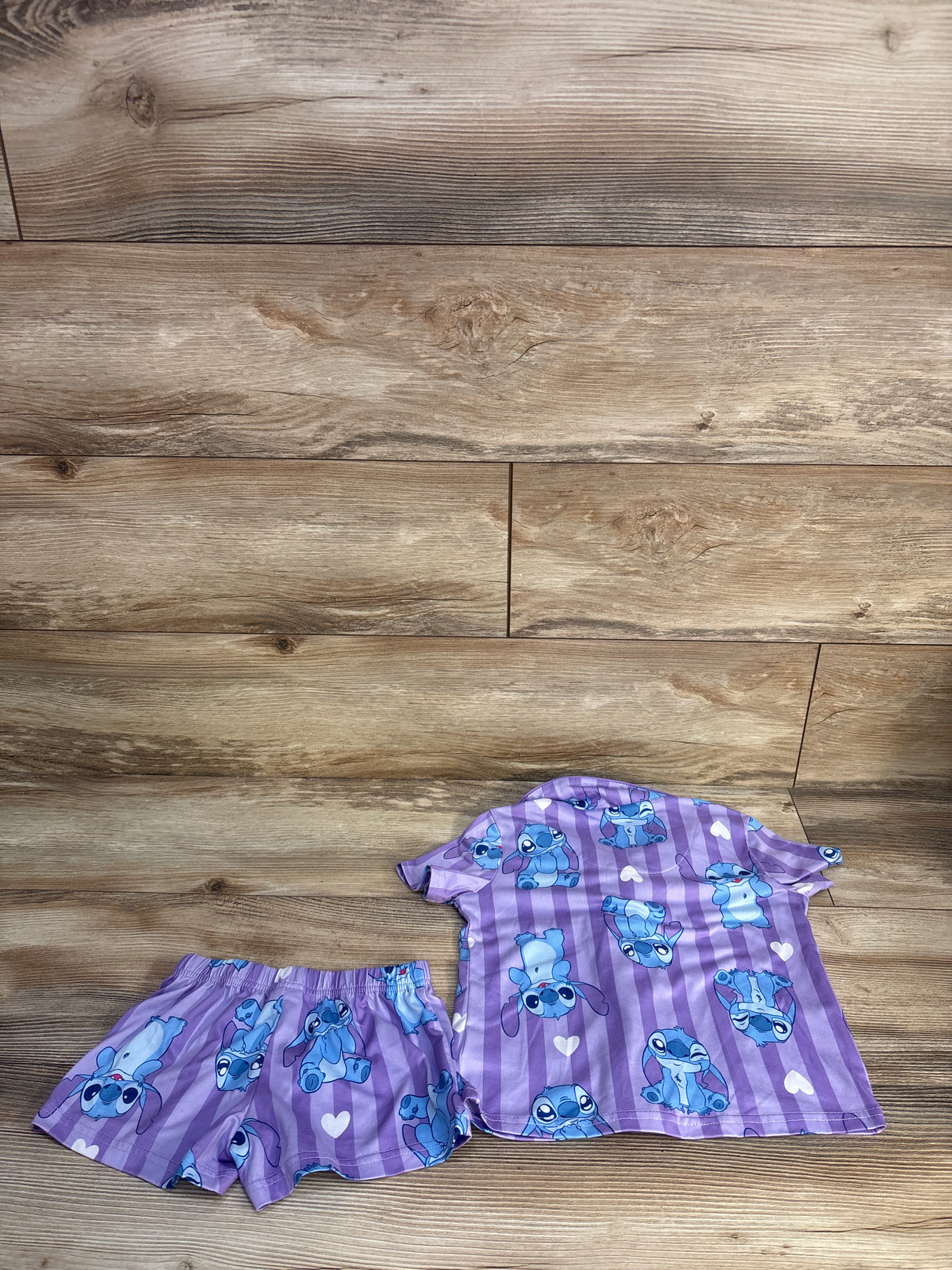 Disney Stitch 2pc Coat Style Pajama Set Purple sz 4T