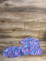 Disney Stitch 2pc Coat Style Pajama Set Purple sz 4T
