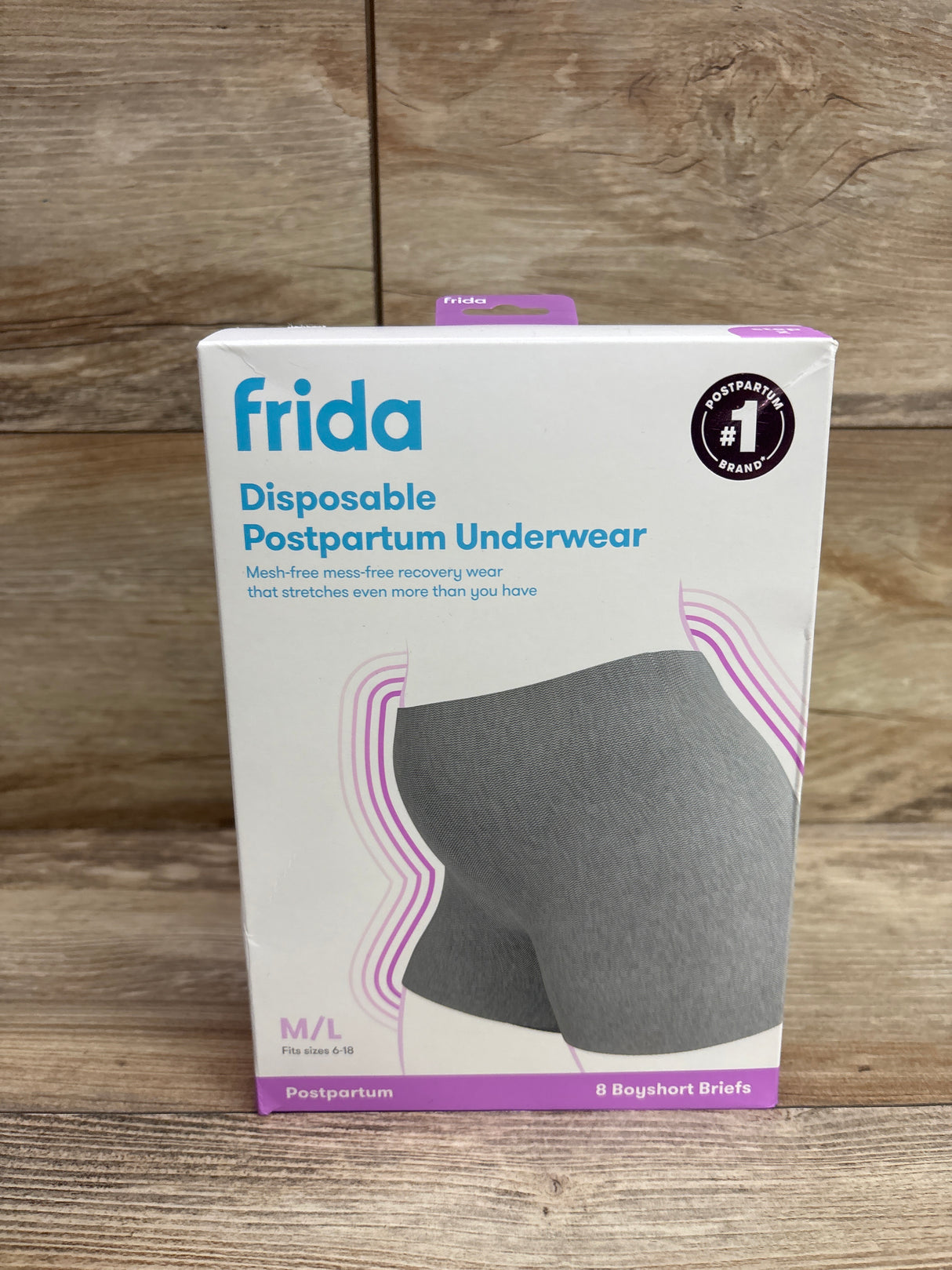 NEW Frida Mom Postpartum Disposable Boyshort Underwear Grey sz Medium/Large 8pk