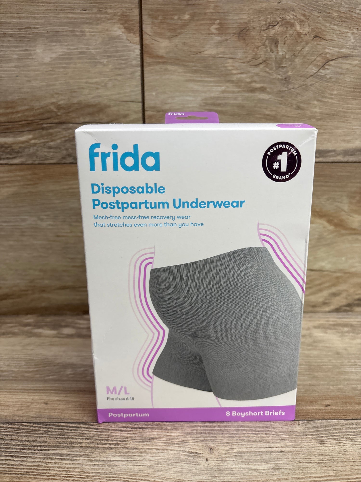 NEW Frida Mom Postpartum Disposable Boyshort Underwear Grey sz Medium/Large 8pk