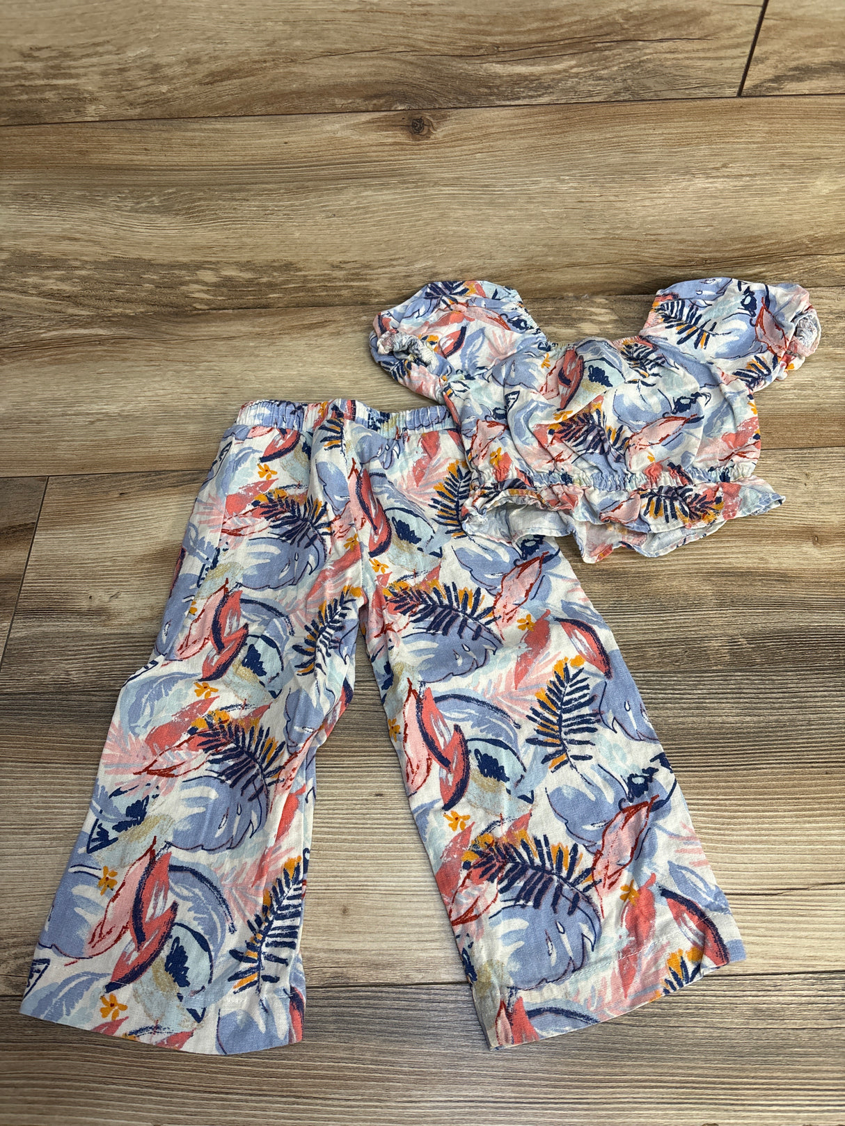 Vince Camuto 2pc Puff Sleeve Top & Pants Blue sz 2T