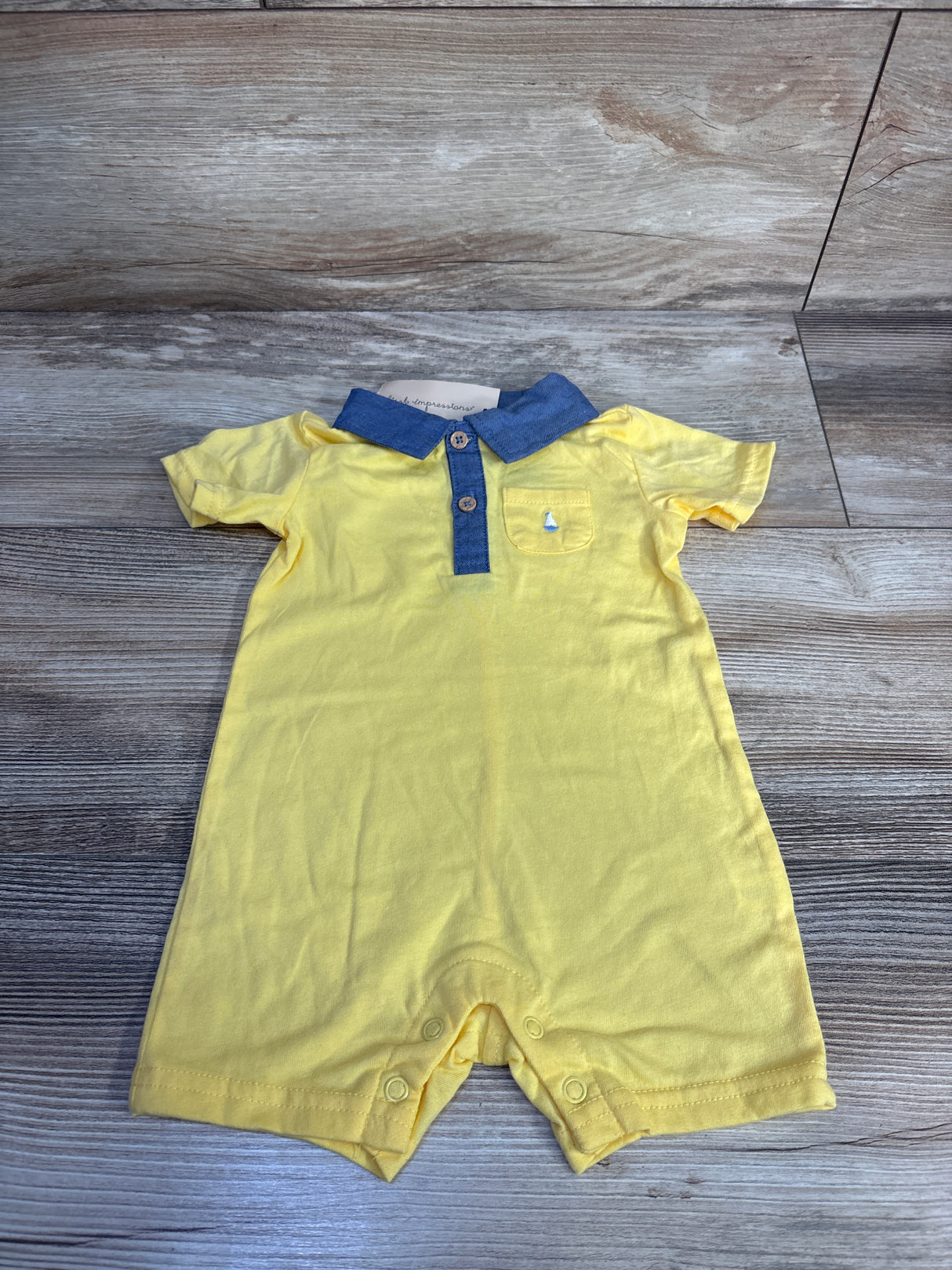 NEW First Impressions Polo Romper Yellow sz 3-6m