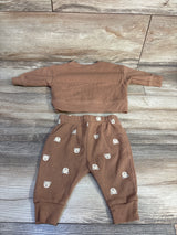 Child Of Mine 2pc Waffle Knit Shirt & Pants Set Brown sz 0-3m