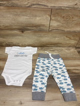 RoyalApparel Organic  2pc I Whale Always Love You Bodysuit & Pants White sz 6-12m