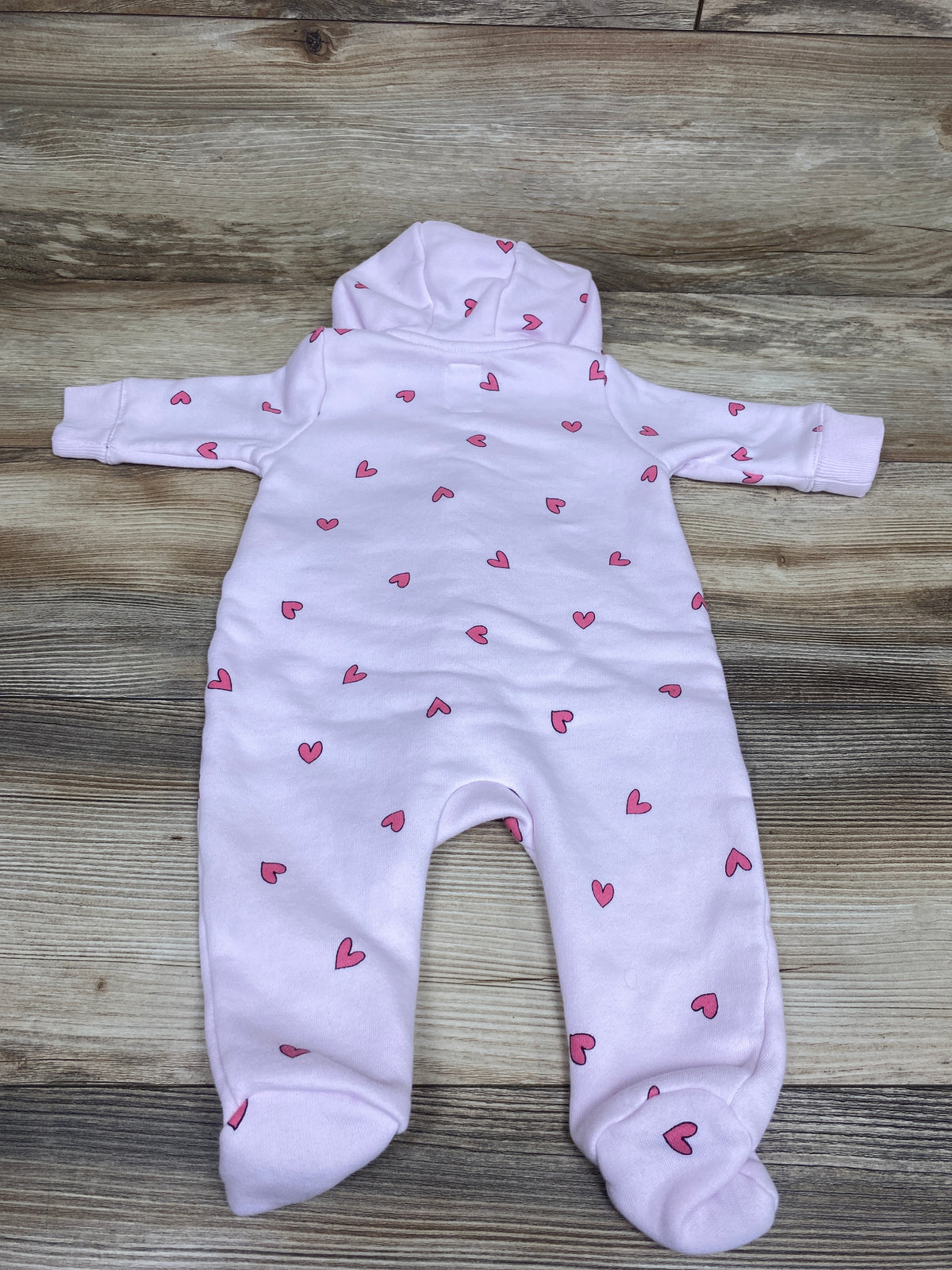 Baby Gap Heart Print Hooded Coverall Pink sz 0-3m