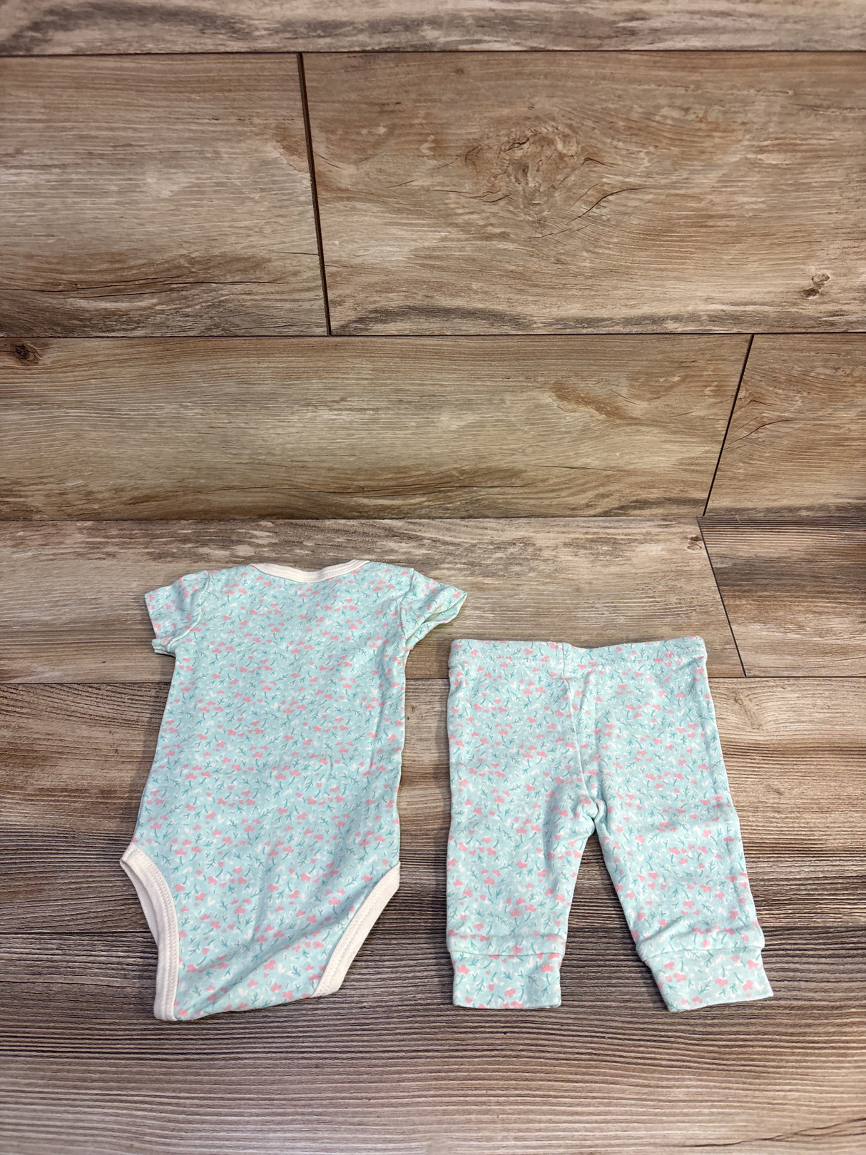 The Peanutshell 2pc Floral Bodysuit & Pant Set Blue sz 0-3m