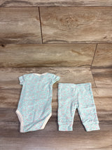 The Peanutshell 2pc Floral Bodysuit & Pant Set Blue sz 0-3m