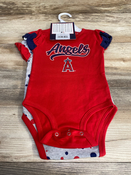 NEW MLB 2pc Los Angeles Angels Ruffle Creepers sz 12m - Me n Mommy To Be