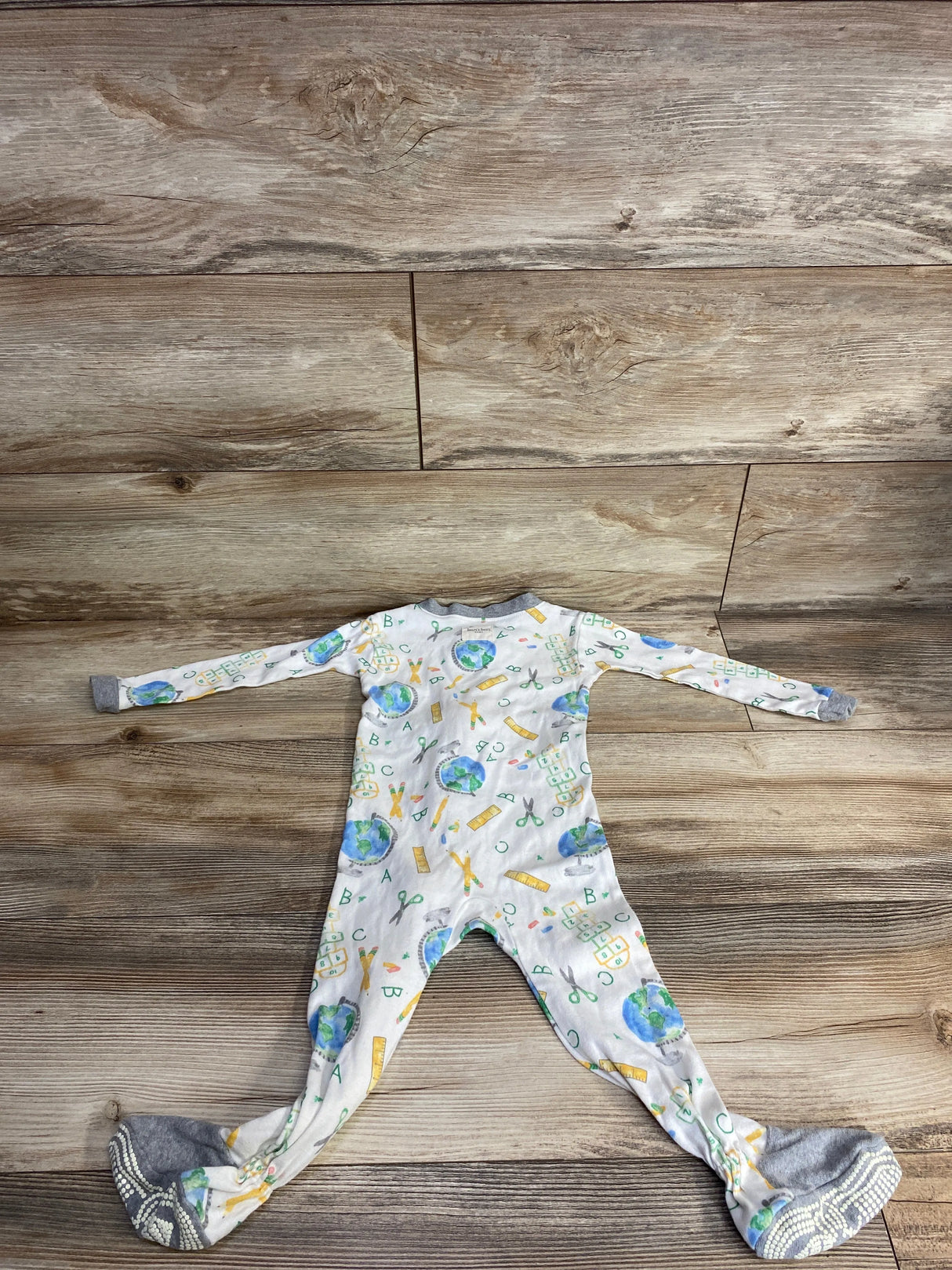 Burt's Bees Baby School Print Sleeper Ivory sz 18m