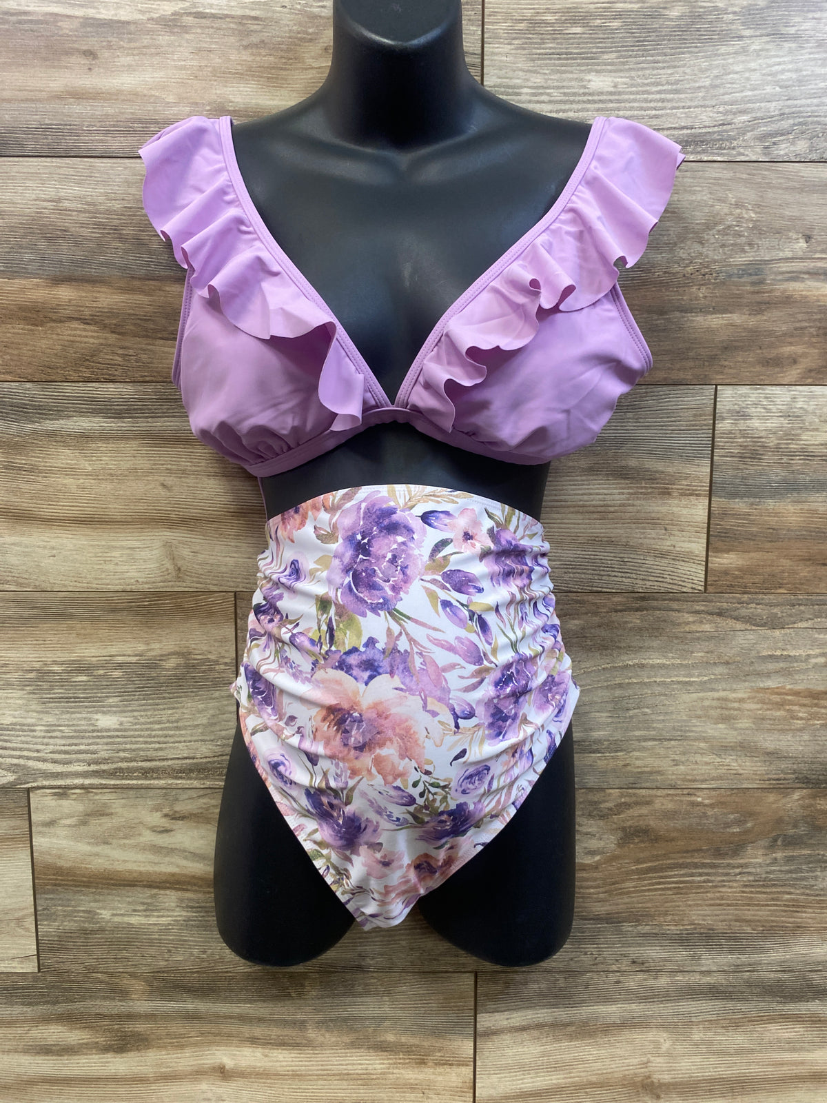 Summer Mae Maternity 2pc High Waisted Bikini Set Purple sz Large