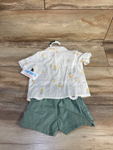 NEW Just One You 2pc Pineapple Print Button Up Shirt & Bottoms Set White sz 3m