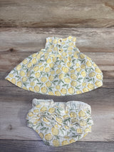 Rabbit + Bear Organic 2pc Gauze Lemon Dress & Bloomers Set Ivory sz 0-3m