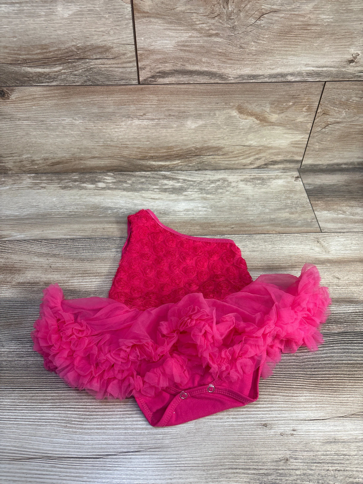 London Store One-Shoulder Rose Tulle Tutu Bodysuit Pink sz 3m