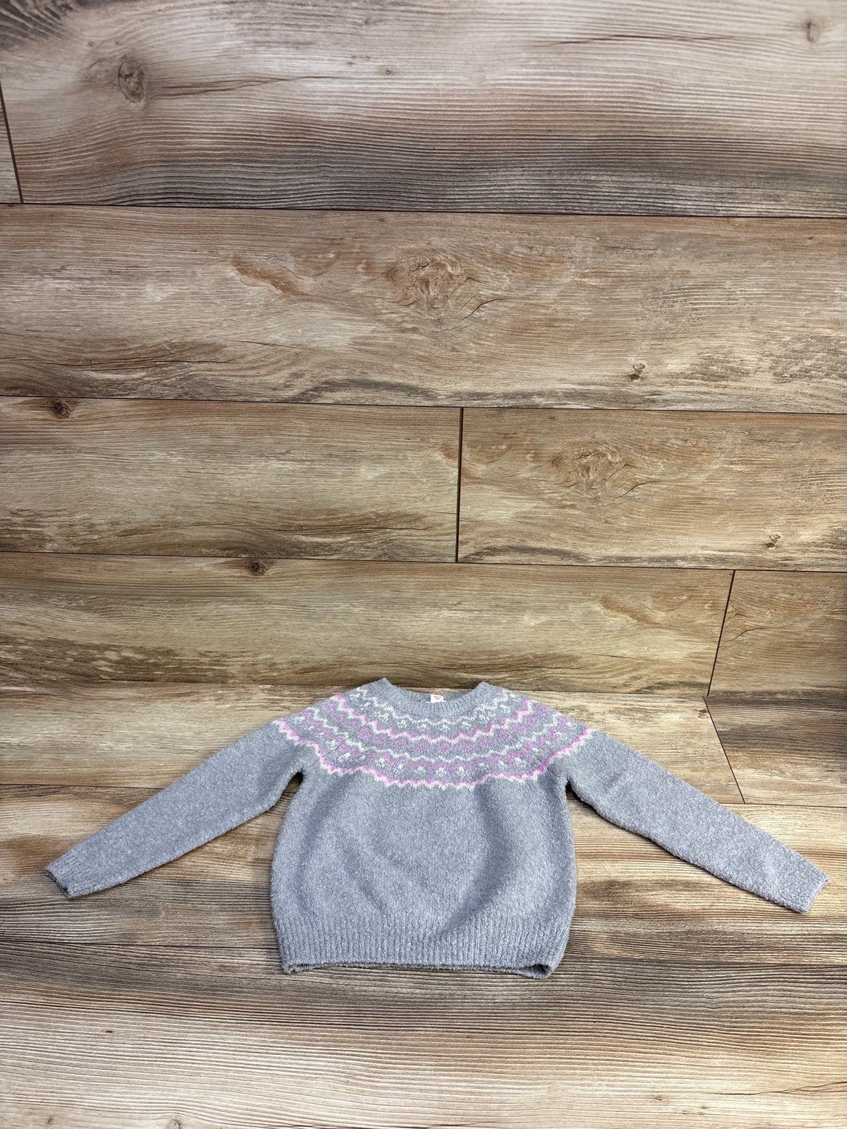 Cat & Jack Fair Isle Pullover Knit Sweater Grey sz 4T