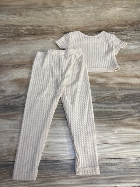 Shein 2pc Waffle Knit Shirt & Pants Ivory sz 3T - Me n Mommy To Be