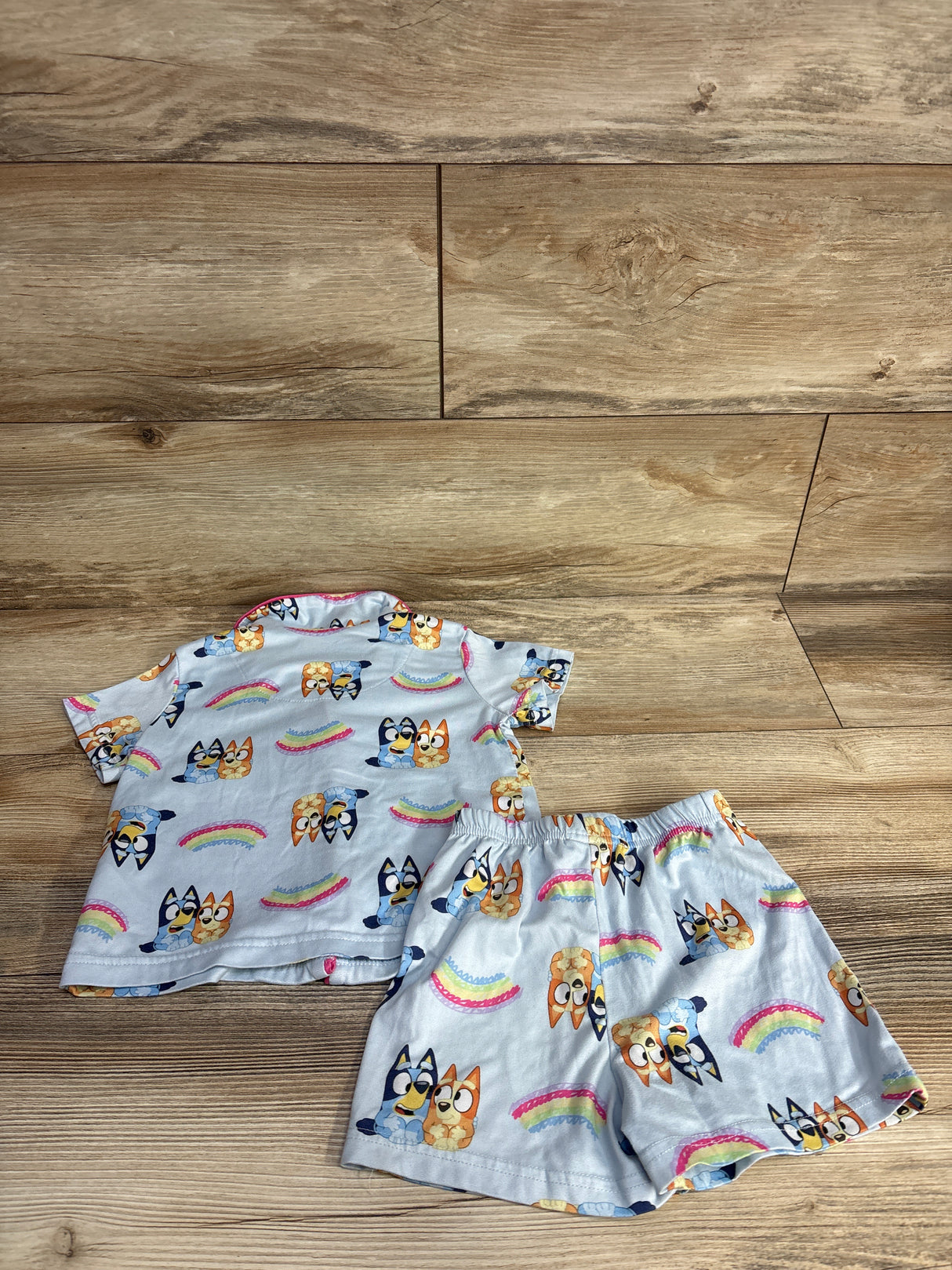 Bluey 2pc Top & Shorts Pajama Coat Set Blue sz 2T