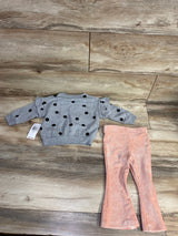 NEW Jessica Simpson 2pc Polka Dot Sweatshirt & Ribbed Pants Set Grey sz 12m