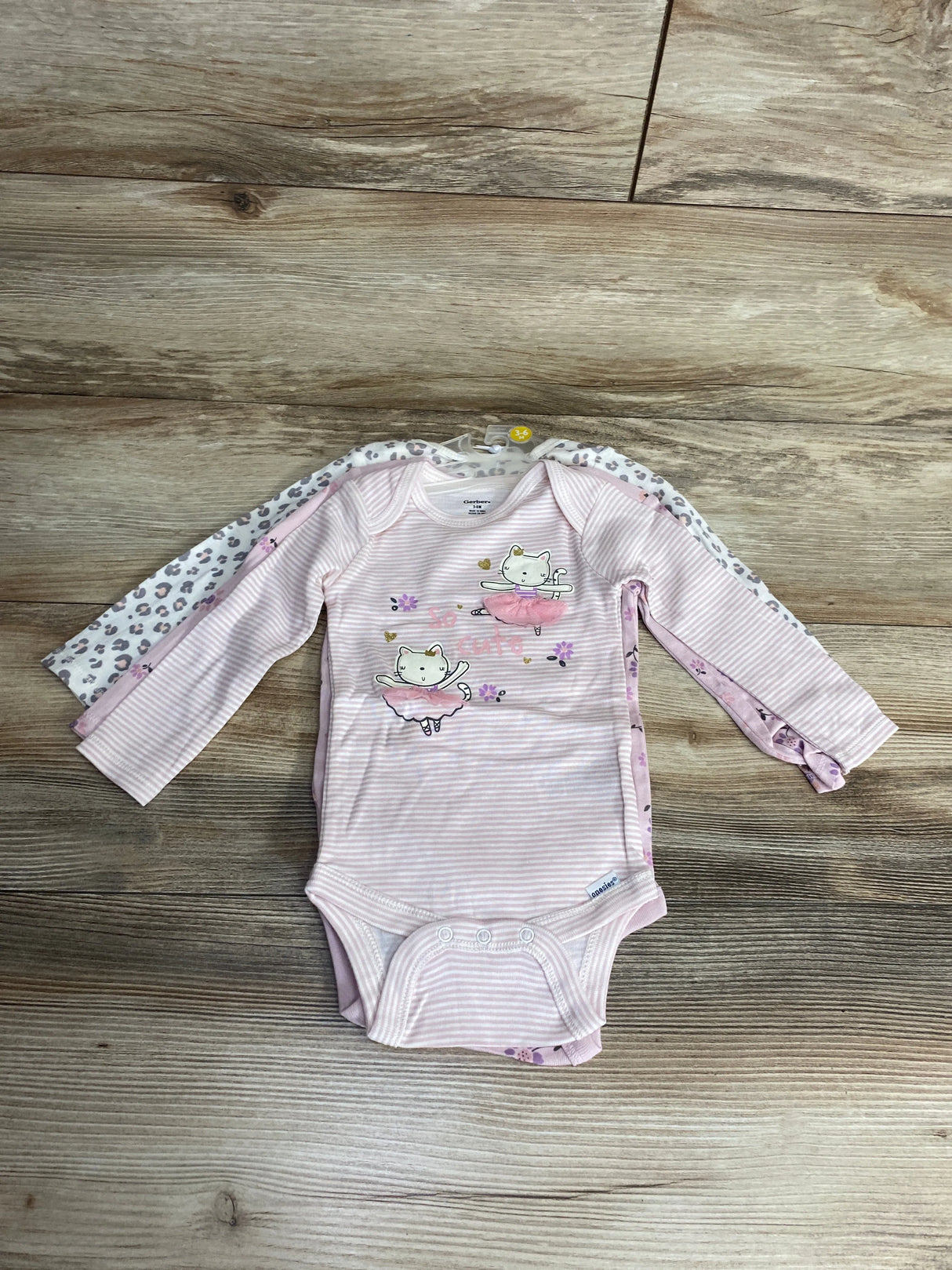 NEW Gerber 3pk Striped So Cute Bodysuits Set sz 3-6m