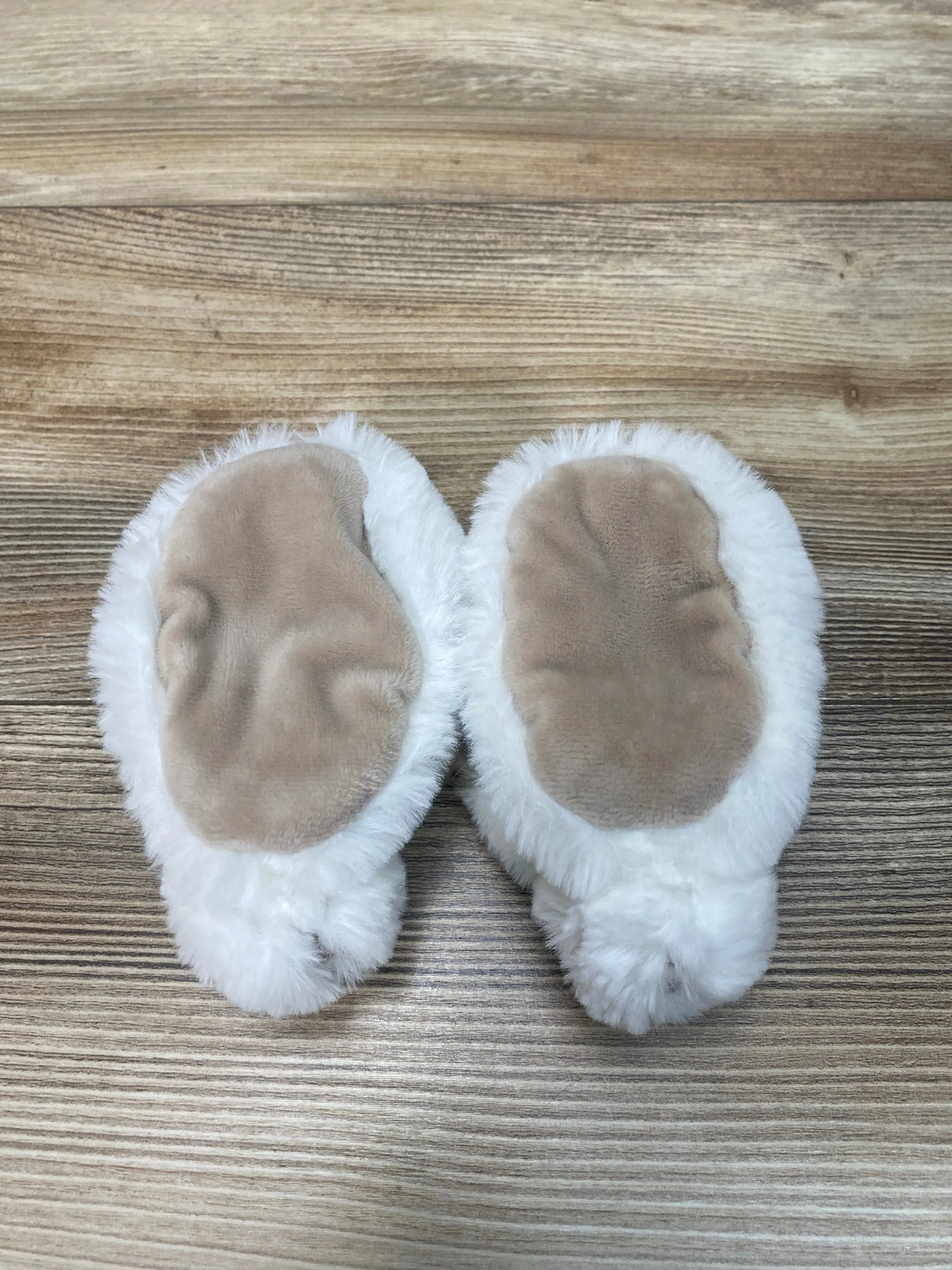 Doudou et Compagnie Plush Rattle Baby Slippers White Sz 0-6m